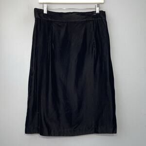 Vintage Black Velvet Pencil Skirt Size 14 High Waisted Holiday Office Siren Dark